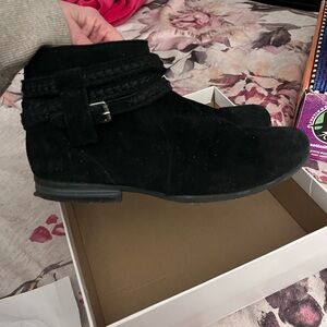 Minnetonka Black Suede Ankle Booties